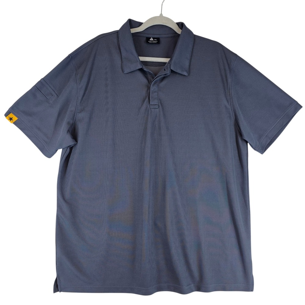Mens 2X Polo Short Sleeve Gray Ziti EUC